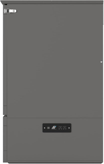 AFI Hamilton Full Murphy Bed Chest with Mattress, Storage, and Built-in Charger in Grey