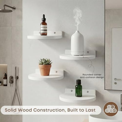Round Small Floating Shelf,Small Wall Shelves,Mini Speaker Shelf Wood