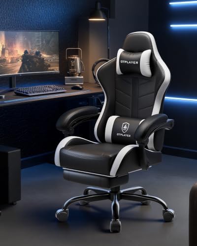 GTPLAYER Gaming Chair for Adults, Computer Chair with Footrest, White