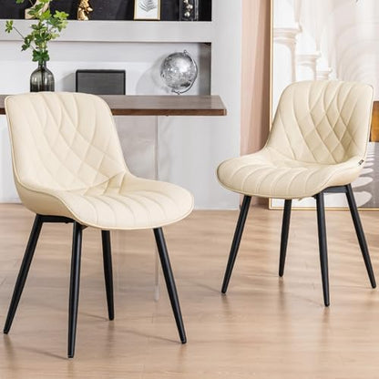 YOUNUOKE Dining Chairs Set of 2 Mid Century Modern Kitchen Chair Beige