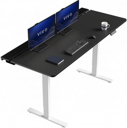 VIVO Electric Standing Desk, Smooth 3-Piece 71" x 30" Black Top