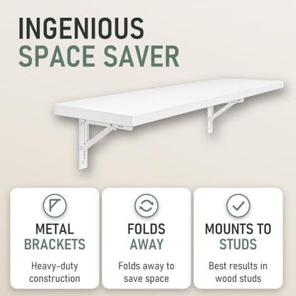 Wall Mounted Desk, Murphy Desk, Wall Mounted Folding Table, 48x16 White