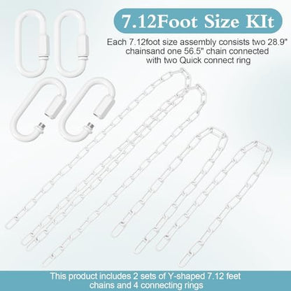 2 Pack Porch Swing Hanging Chain Kit, 1500 Lbs, 7.1ft Max, White