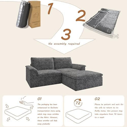 EASE MOOSE 83" Loveseat Sofa with Ottoman, Boneless Couch for Living Room