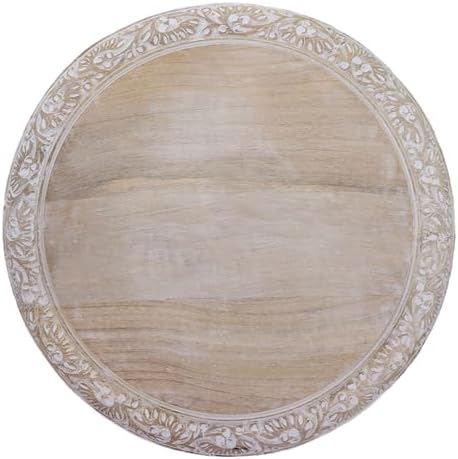 COTTON CRAFT Solid Wood End Table - Hand Carved Folding Accent Side Table