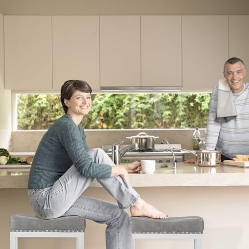 DUMOS 24 Inch Counter Height Bar Stools Set of 2, Kitchen Island, Grey