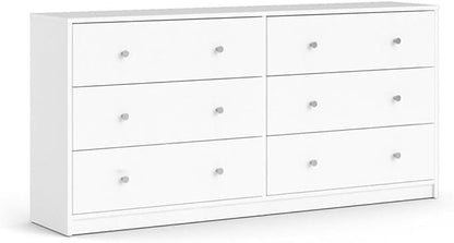 Home Square 3 Piece Bedroom Set with 6-Drawer Double Dresser and Two of 1-Drawer Nightstand in White