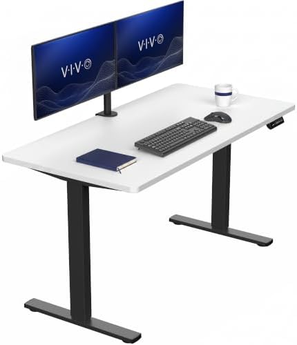 VIVO Electric Standing Desk, Solid 1-Piece 55" x 28" White Top