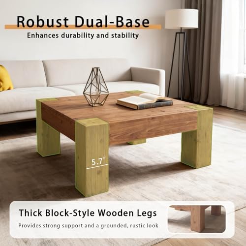Square Large Coffee Table for Living Room Mid Century Modern Center Table