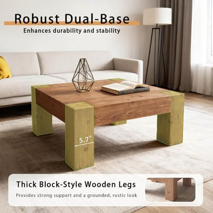 Square Large Coffee Table for Living Room Mid Century Modern Center Table