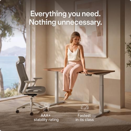 Desktronic HomeOne Standing Desk 60x30 — Ergonomic Sit Stand Home Office Desk, Made in Europe, Electric Dual Motor Height Adjustable, USB & USB-C Charging, Wobble-Free, Touchscreen, 3 Memory Presets