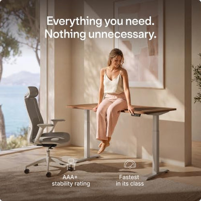 Desktronic HomeOne Standing Desk 60x30 — Ergonomic Sit Stand Home Office Desk, Made in Europe, Electric Dual Motor Height Adjustable, USB & USB-C Charging, Wobble-Free, Touchscreen, 3 Memory Presets