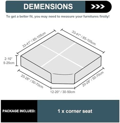 Seat Cushion Cover and Back Covers for Corner Sofa Stretch Jacquard, Non Slip L Shaped Sofa Slipcover with Storage Ottoman, Sectional Couch Cover for Chaise Lounge (Army green,Corner seat cover)