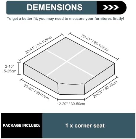 UNBBRRL Seat Cushion Cover and Back Covers for Corner Sofa Stretch Jacquard, Non Slip L Shaped Sofa Slipcover with Storage Ottoman, Sectional Couch Cover for Chaise Lounge (Black,Corner seat Cover)