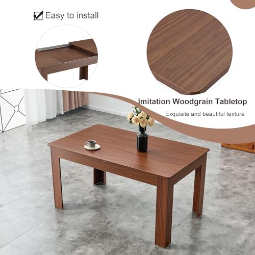 7 Piece Dining Table Set for 6｜ 59-87 Inch Extendable Rectangular Dining Table with 6 Chairs and 2 Extension Leaves｜Modern Walnut Wood Kitchen & Dining Room Set