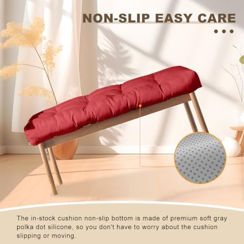 Bench Cushions for Indoor Furniture,27x12x4 in,Dark Red.