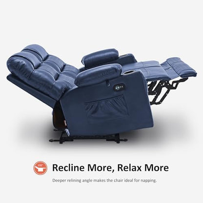 MCombo 56 in Reclining Loveseat Recliner with Heat & Massage PR622 (Blue)