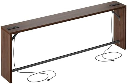 TIQLAB Sofa Table, 79''L x 9.1''W (1.2'' Thickness) Long Console Table Behind Couch, Entryway Table with Angled Metal Frame, Industrial Console Table, Black Walnut