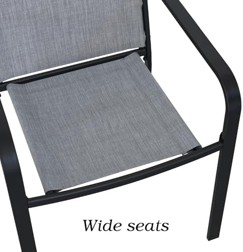 Anmutig 5-Piece Outdoor Dining Set, 37" Square Patio Table 4 Chairs, Gray