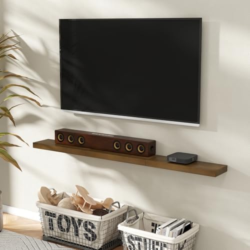 Marsmiles Dark Wood Floating Shelves, 24'' x 7.7'' x 1.6'', Set of 2