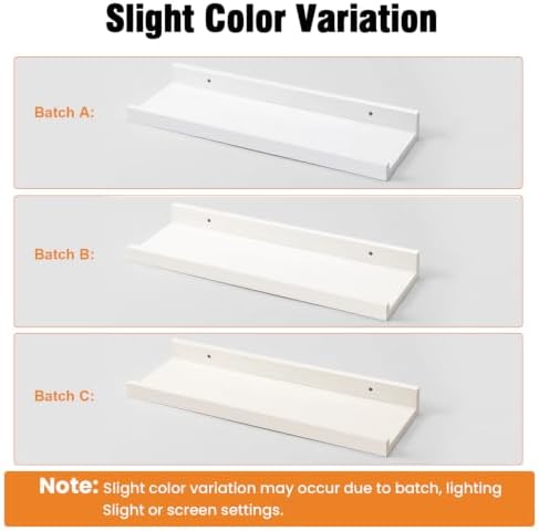 48inch Long Floating Shelves for Wall Decor, 5-Set Shelves with Lip, White