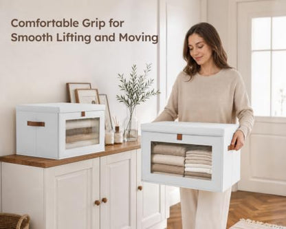 Storage Bins with Lids - Closet Organizer with Front Opening