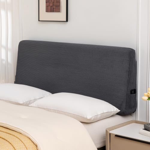 HIGOGOGO Headboard Easy Assembly Required, Corduroy Fabric, Queen, Grey