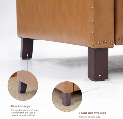 CANMOV Genuine Leather Pushback Recliner Chair for Living Room, Brown