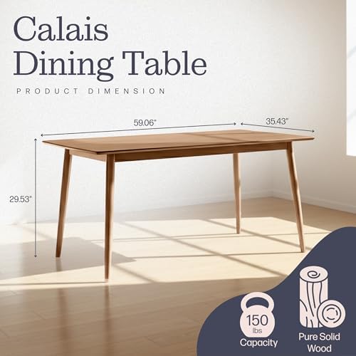Alaterre Calais Wooden Dining Table for 4-6 People, Warm Pecan, 59”