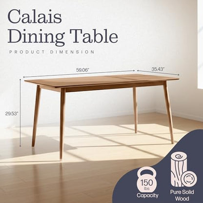 Alaterre Calais Wooden Dining Table for 4-6 People, Warm Pecan, 59”