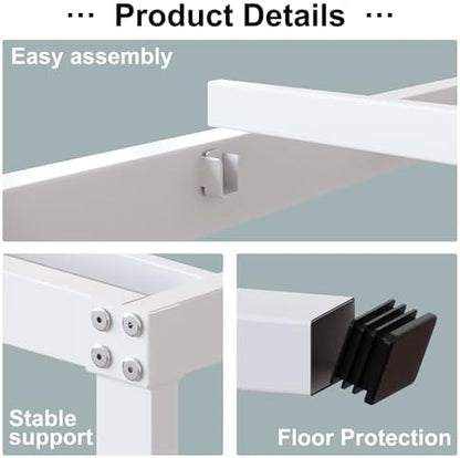 DiaOutro 18 Inch White Twin XL Bed Frame Heavy Duty Metal Platform