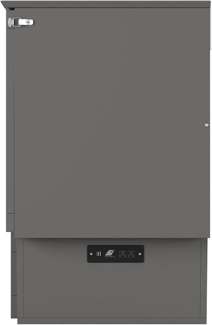 AFI, Monroe Full Murphy Bed Chest with 6" Mattress, Storage Drawer & Built-in USB Charger, Grey