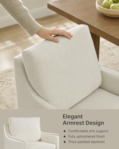 KISLOT Upholstered Dining Chairs Set of 4 with Casters, Cream Beige