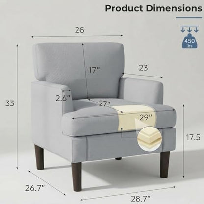 Kromax Accent Chair for Living Room Set of 2, Modern Reading Chair, Grey
