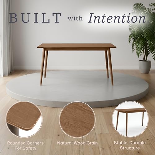 Alaterre Calais Wooden Dining Table for 4-6 People, Warm Pecan, 59”