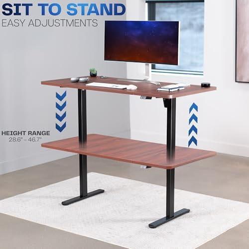 VIVO Electric Standing Desk, Smooth 3-Piece 60" x 30" Dark Walnut Top