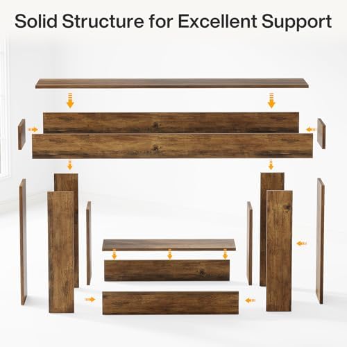 Tribesigns 63" Console Table, Farmhouse 2-Tier Entryway Table with U-Shaped Base, Narrow Long Sofa Table Behind Couch Table for Living Room, Hallway, Foyer, Vintage Brown