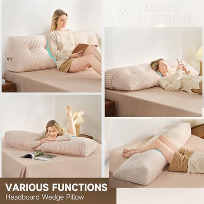 Z-hom Large Headboard Pillow Full,NO ROLL Pillow, Wedge Pillow Headboard