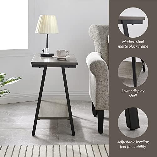 Leick Home Empiria End Table, 15", Smoke Gray, Matte Black
