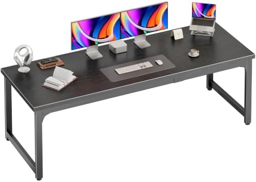 PRAISUN 70.9 x 24 Inch Computer Desk, 0.95'' Thicker, Heavy Duty, Black