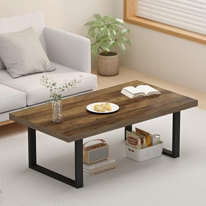 IBF Farmhouse Wood Coffee Table for Living Room, Rustic Oak, 47 Inch