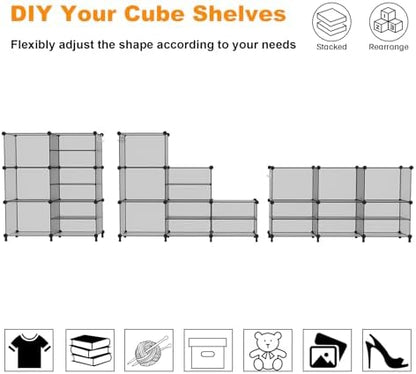 AWTATOS 6 Cube Closet Organizer Storage Shelves, Grey