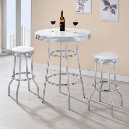 Coaster Retro 30-Inch Upholstered Swivel Bar Stools Set of 2, White 2299W