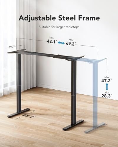 HUANUO Dual Motor Electric Standing Desk Frame, 265 lb Capacity, Black