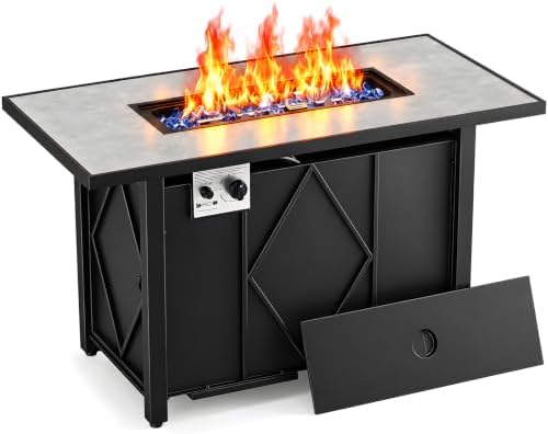OLIXIS 43 Inch Propane Fire Pit Table, 50,000 BTU Outdoor Gas Fire Table