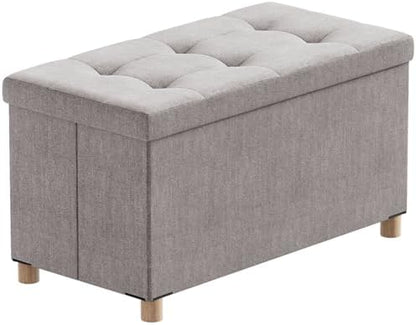 BRIAN & DANY 30 Inches Folding Storage Ottoman Bench, Ottoman with Storage Bench for Bedroom, Living Room, Entryway, Foot Rest with Legs, Light Gray