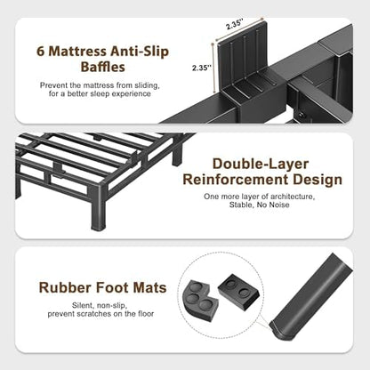 ROIL 10 Inch Queen Bed Frame Double Layer 2 in 1 Platform with Round Corner