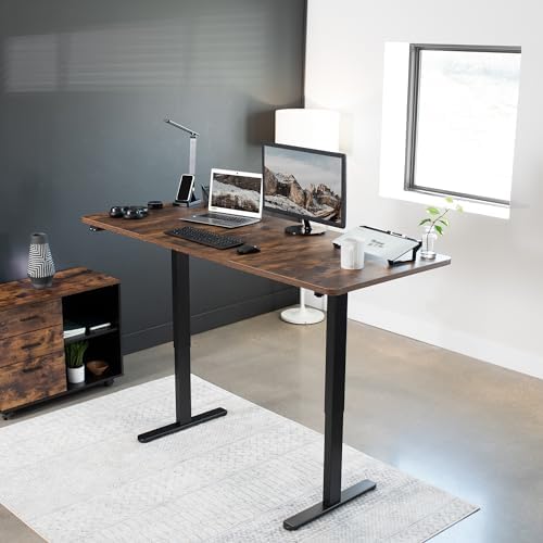 VIVO Electric Standing Desk, Smooth 3-Piece 71" x 30" Vintage Brown Top