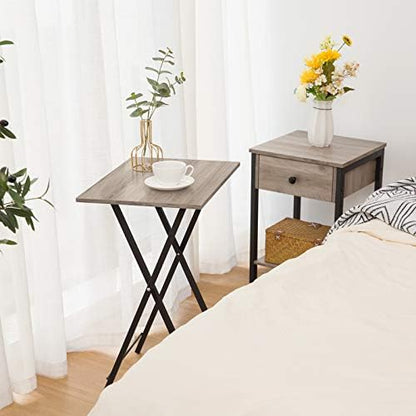 HOOBRO Folding TV Table, TV Tray, Stable Snack Table for Small Space