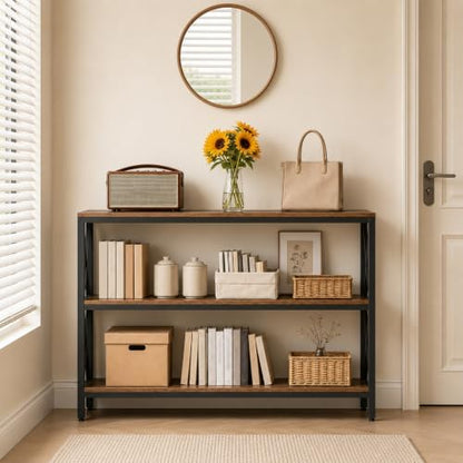 MAHANCRIS 47.2" Sofa Table, Industrial Console Table, 3-Tier Entryway Table